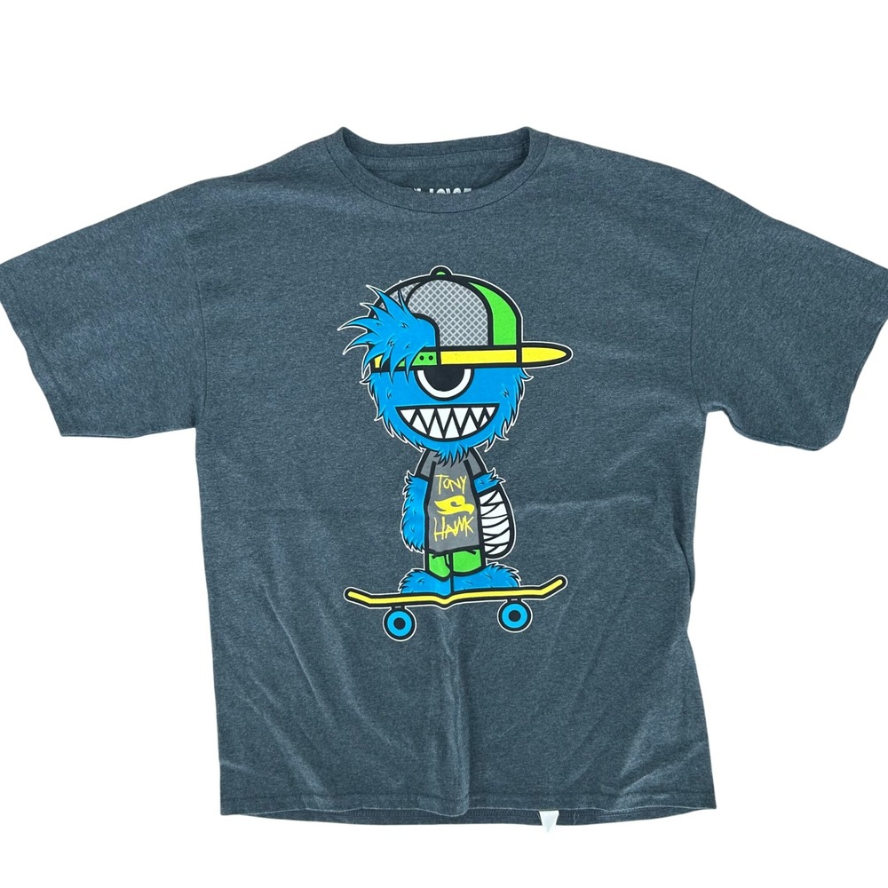 Tony Hawk Graphic Tee Kids XL Gray Monster Skateboard Skater Streetwear